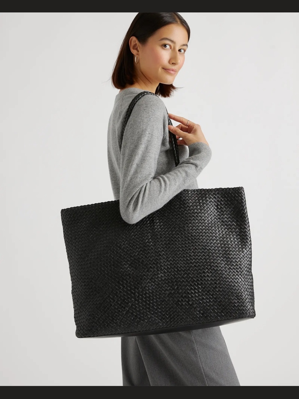 Quince Siena Handwoven Italian Leather Tote Bag